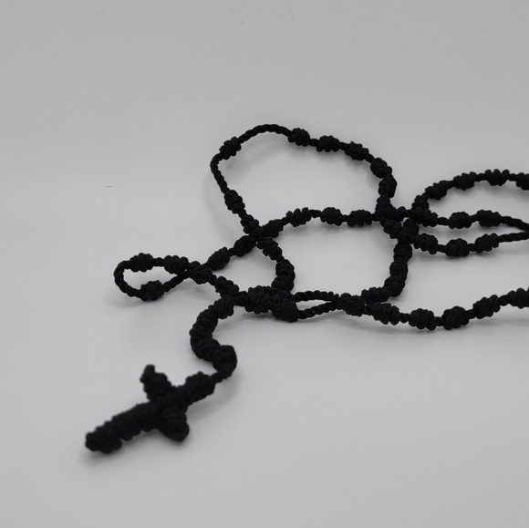 Handmade black knotted rosary - Picture 1 of 3